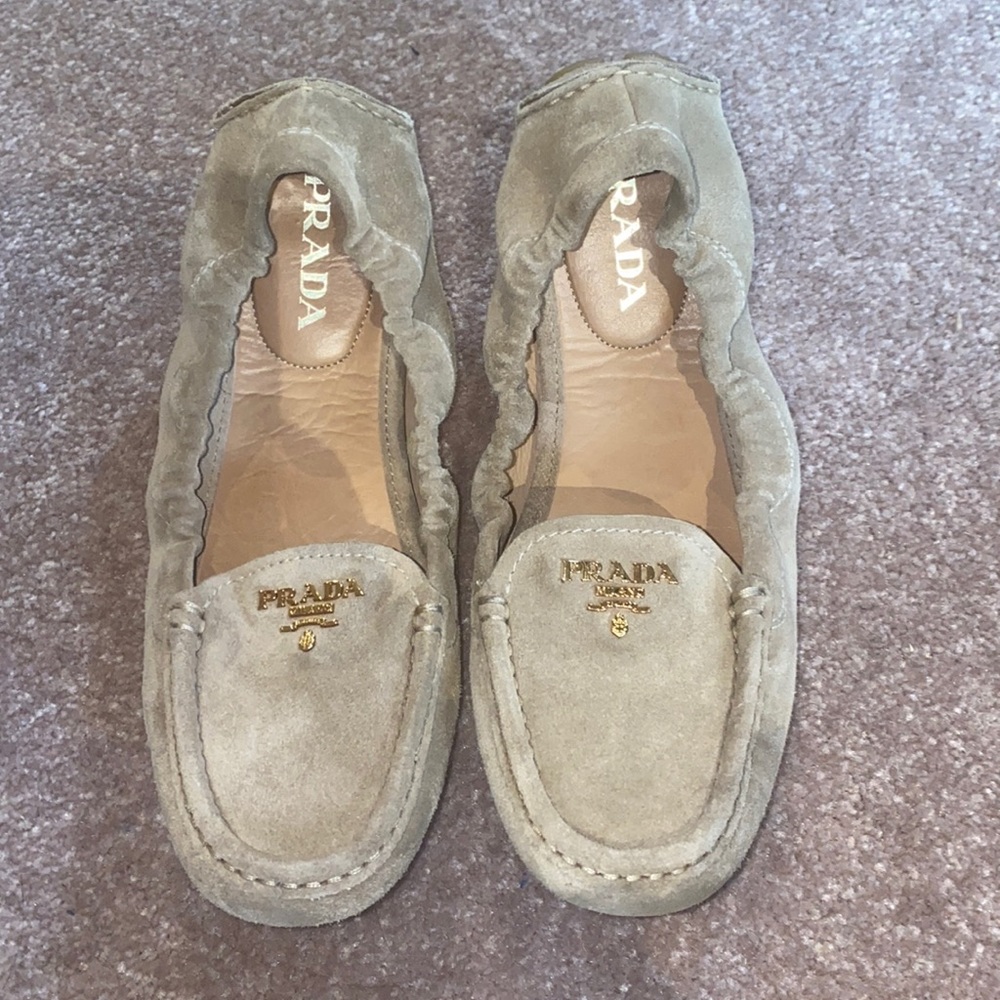 Beige PRADA Ballet Loafer Flats Shoes 36